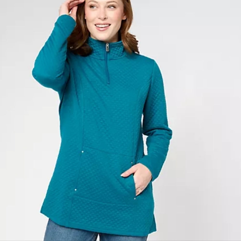 Sport Savvy Knit Jacquard Long Sleeve Quarter Zip Tunic NWT - XXS